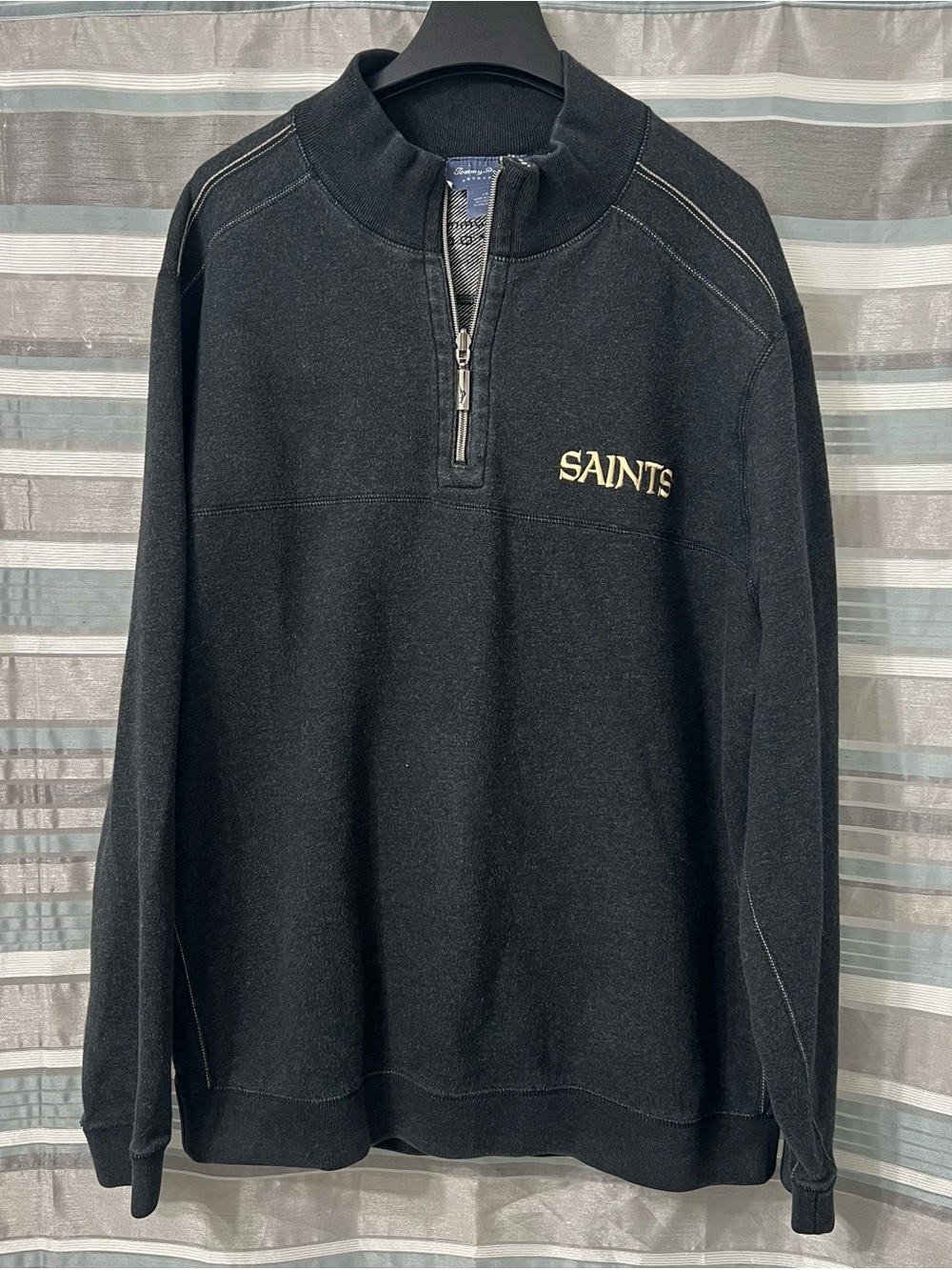 Tommy Bahama Reversible Black Quarter-Zip New Orleans Saints Pullover